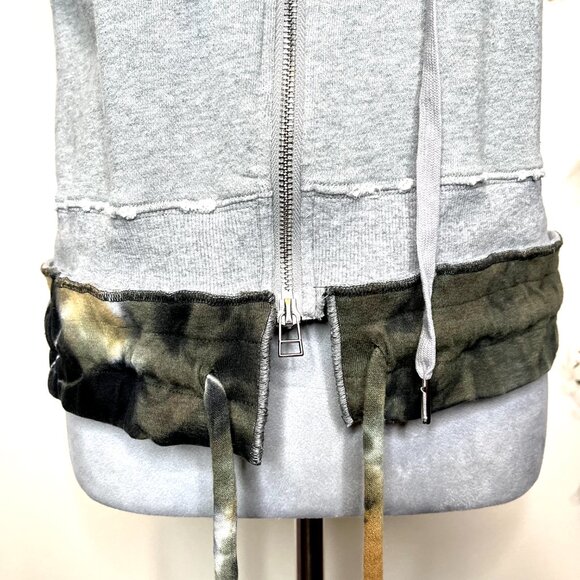Womens Patchwork Hoodie Size Small Gray Green Tie Dye Ripped Frayed Grunge Goth - Picture 4 of 11
